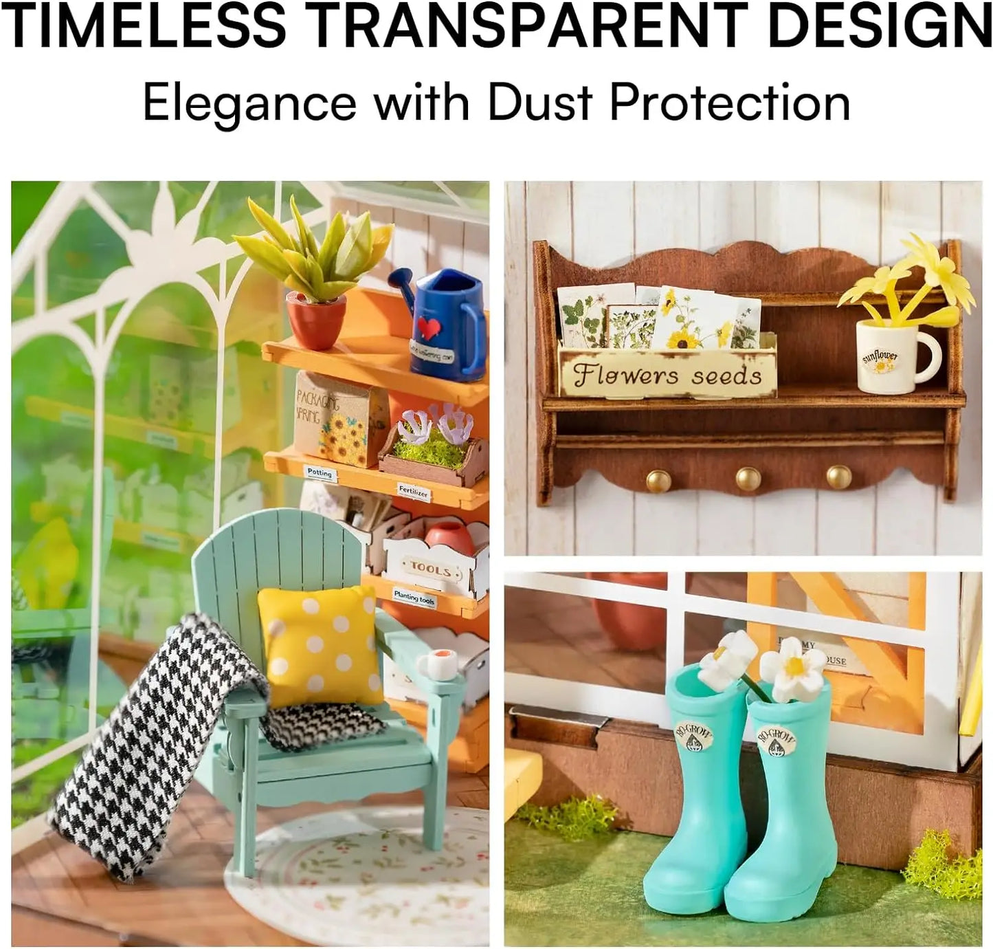 Robotime rolife Dollhouses Dreamy Garden Miniature Wooden Doll House with Furniture for Children and Adults