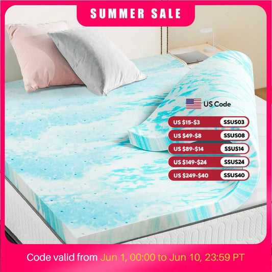 JHK Gel Memory Foam Mattress Topper 2 to 3 Inch Full Size Cooling Bed Topper