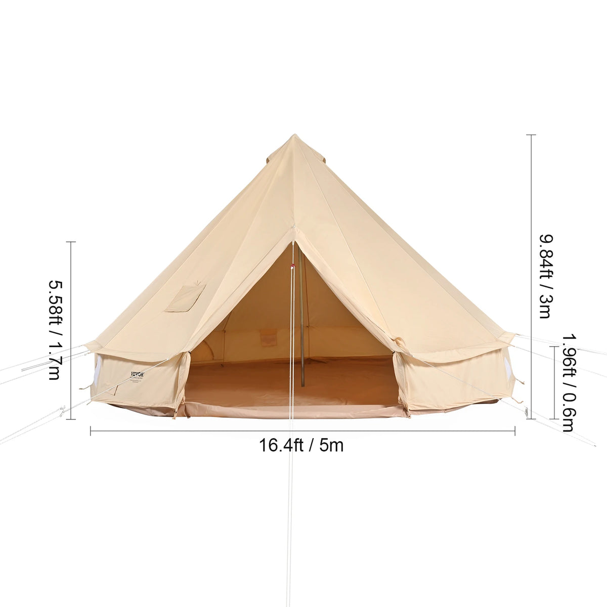 SucceBuy Canvas Bell Tent With Chimney Vent For 4 Season Camping Sleeps 8