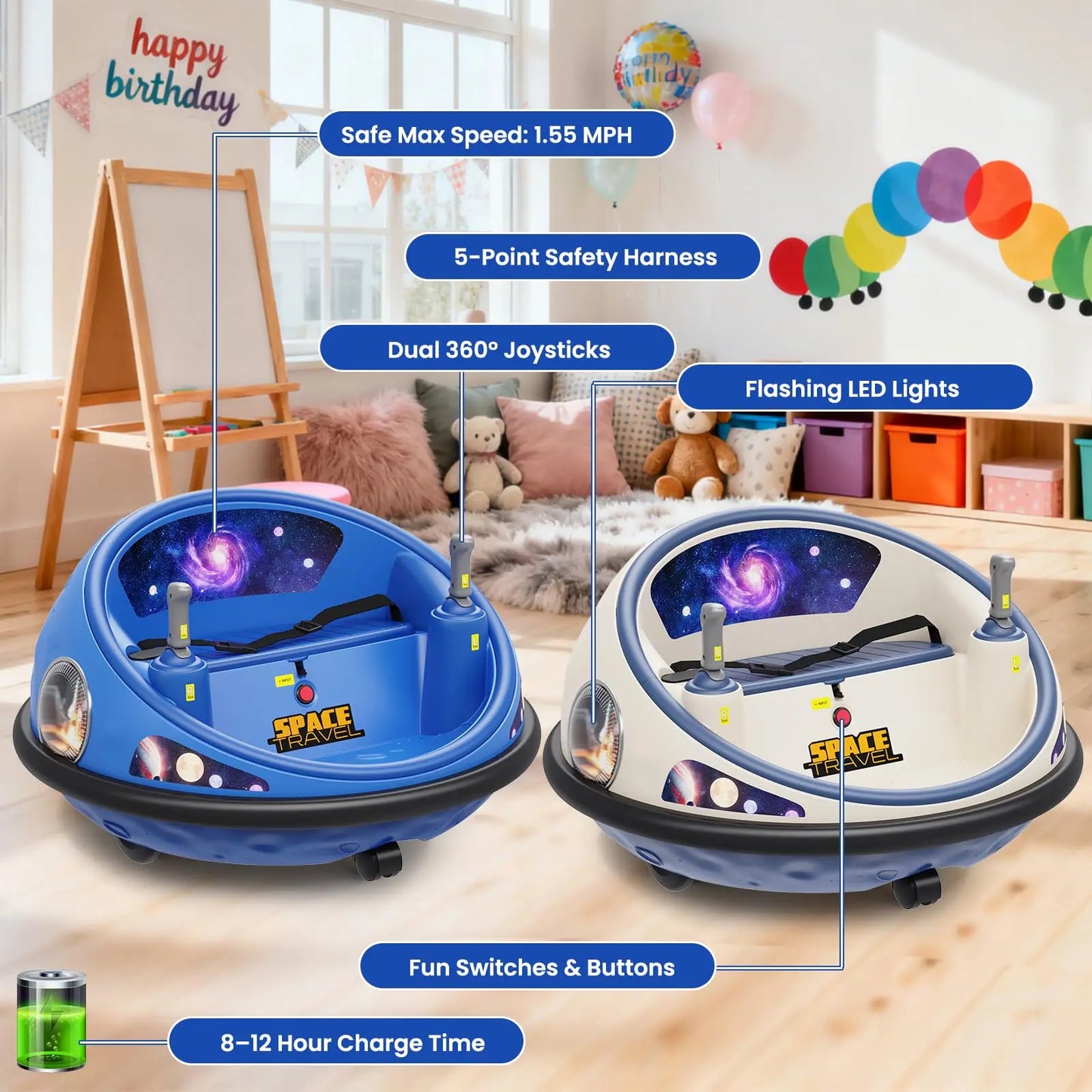 360 Degree Spin Kids Electric Bumper Car With Remote LED Lights Indoor Outdoor