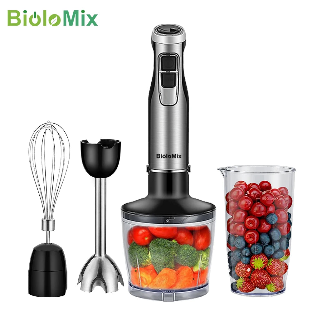 BioloMix 4 In 1 1200W Immersion Hand Blender With Chopper And Smoothie Cup