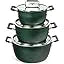 Granitestone Black Pots and Pans Set Nonstick, 6 Stackable Piece Cooking Pots Set, Kitchen Pots, Non Stick Coating, 5qt 3qt & 1