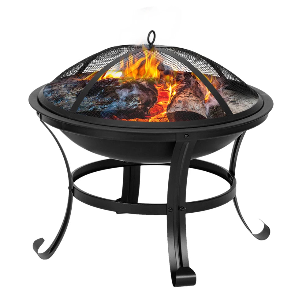 22 Inch Curved Feet Iron Brazier Wood Fire Pit Poolside