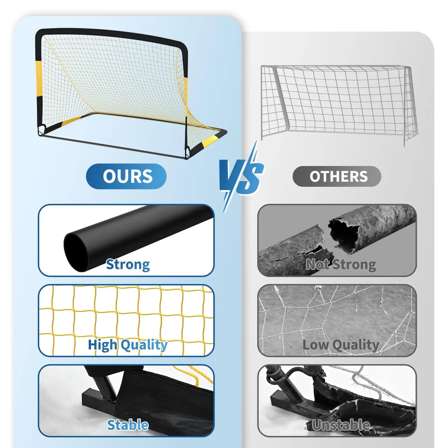 6x4ft Pop Up Soccer Goals Set Of 2 With Ball Cones And Pump For Kids