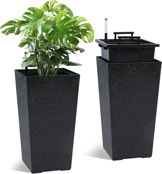 Rectangular Planters Set Of 2 Outdoor Pots With Water Level