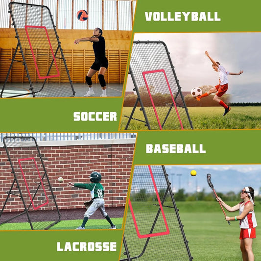 Adjustable 7x4ft Volleyball Net And Multi Sport Rebounder Lacrosse Soccer Tennis