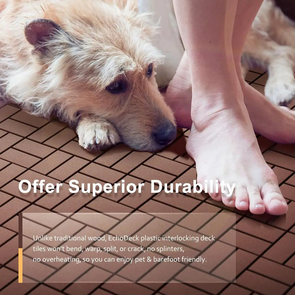 Interlocking Deck Tiles, Patio Deck Tiles, 44 Pack Deck Tiles Interlocking Outdoor All Weather, 12"x12", 8 Slat, 44 Sq. t, Highl