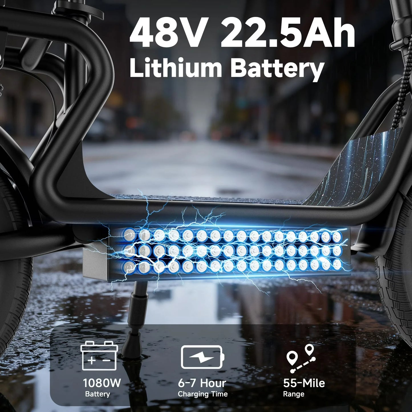 14 Inch Electric Scooter For Adults With Seat 22 MPH 48V Battery 55 Mile Range