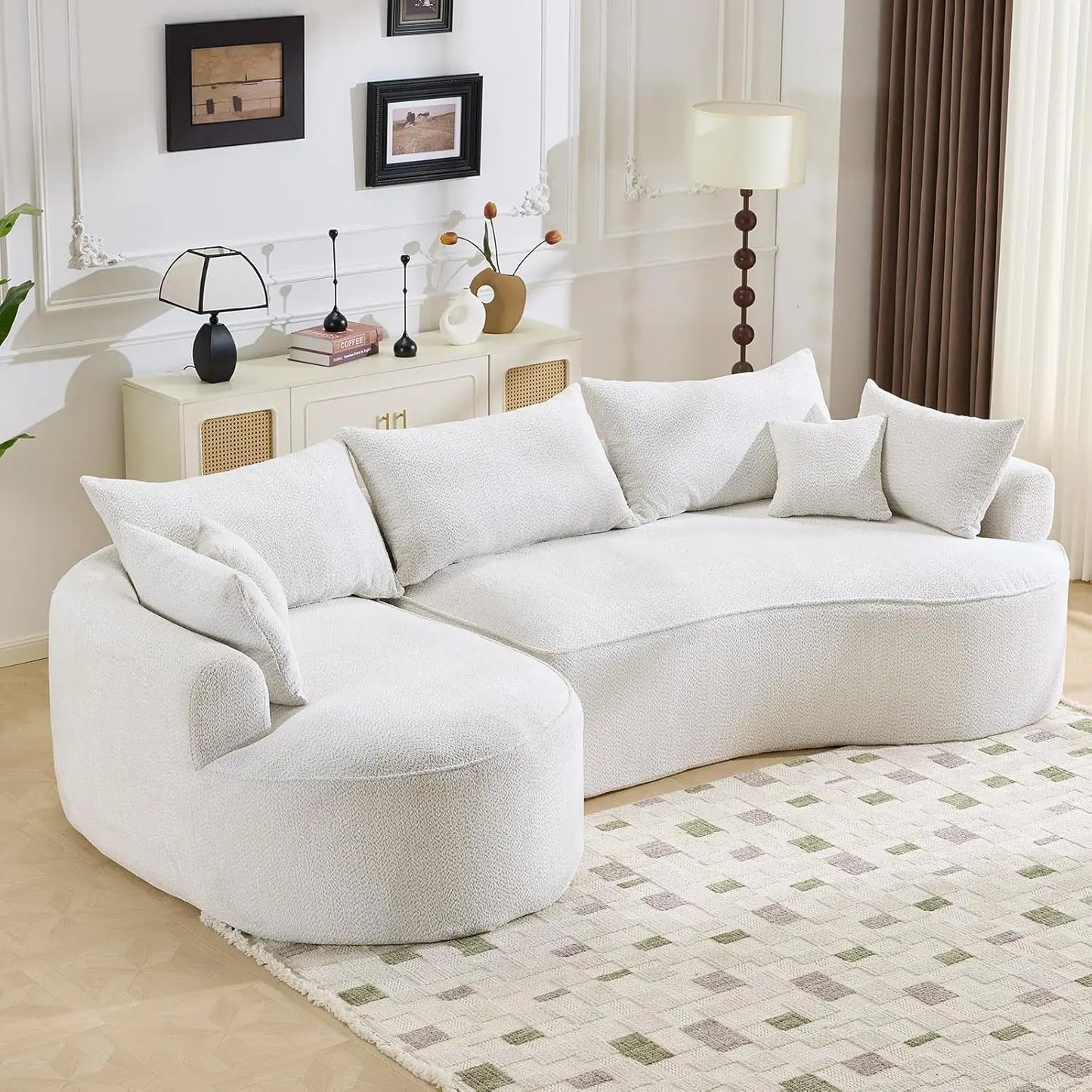 126.4 Inch Oversized L Shaped Boneless Sofa With Deep Seat And 7 Pillows