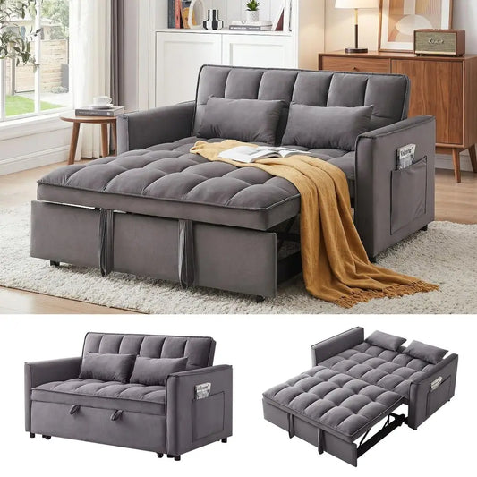 One In One Convertible Sleeper Sofa Bed Modern Loveseat With Adjustable Backrest