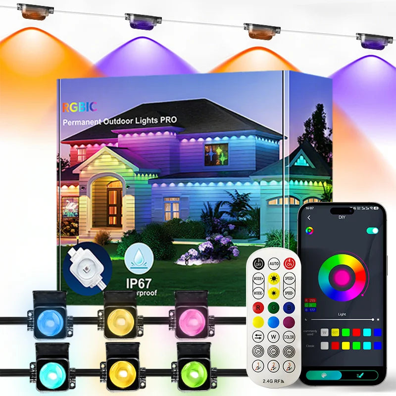 IP67 Waterproof Outdoor String Lights With App Remote Control And Music Sync