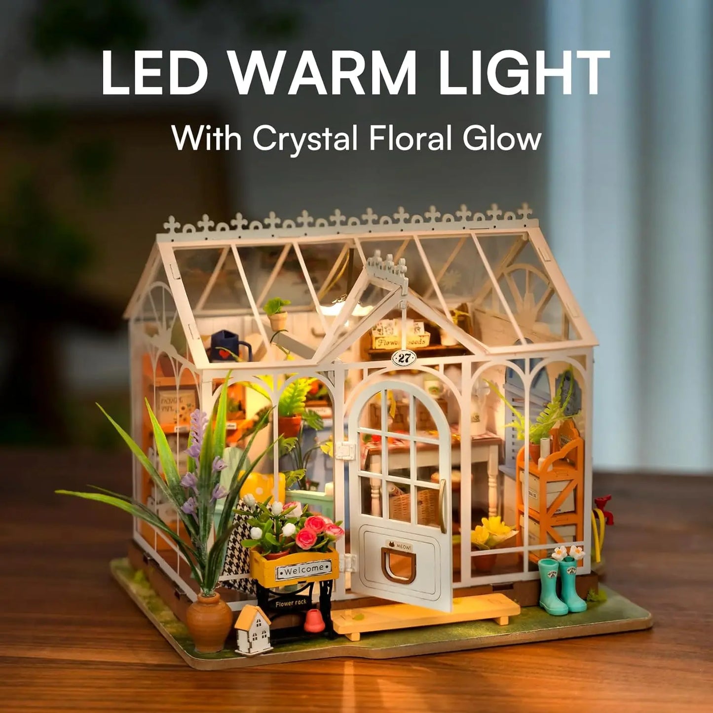 Robotime rolife Dollhouses Dreamy Garden Miniature Wooden Doll House with Furniture for Children and Adults