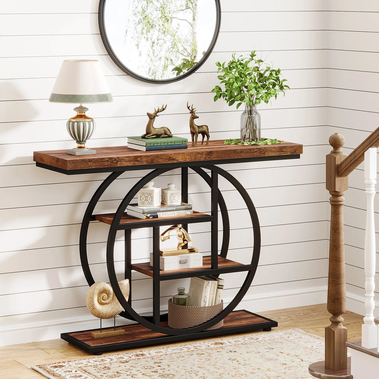 Console Table 4 Tier Entryway Table 41.3 Inch Industrial Sofa Table Living Room