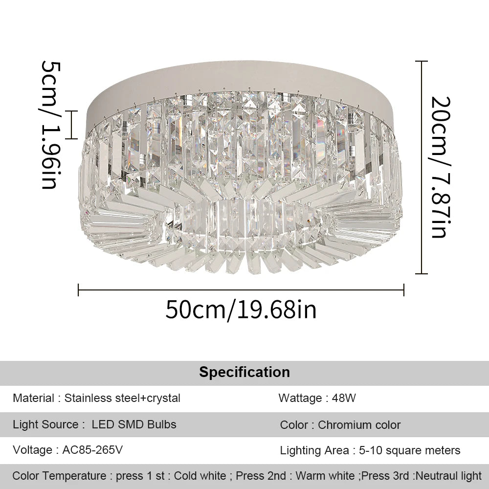 Crystal Ceiling Lamp Living Room Gold Luxury Modern Chandeliers Decoration Led Ceiling Lights Lighting Fixture Diameter 40 50cm