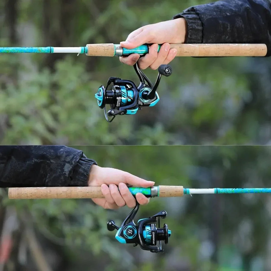 2 Piece 5 Foot 6 Inch Graphite Fiberglass Rod And Reel Combo Saltwater Angling