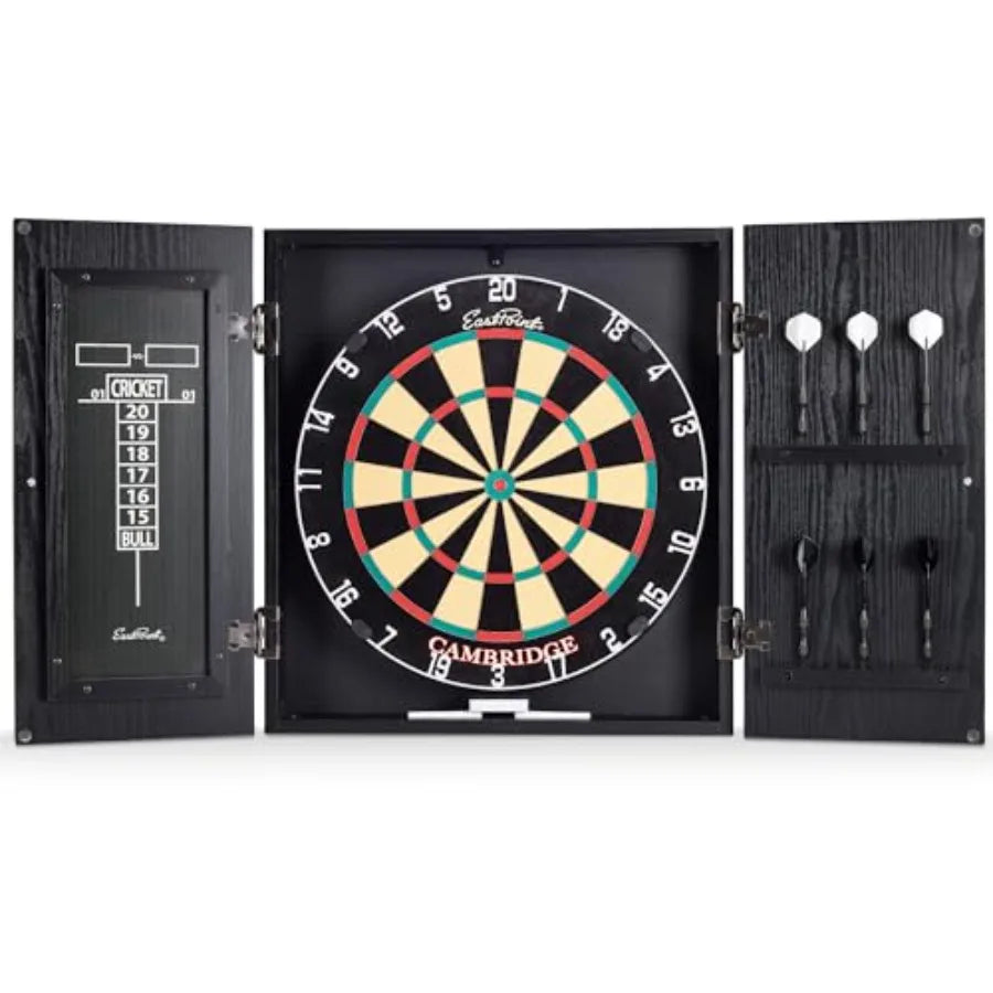 Official Size Dart Board Cabinet Set With Easy Assembly Deluxe Darts Included