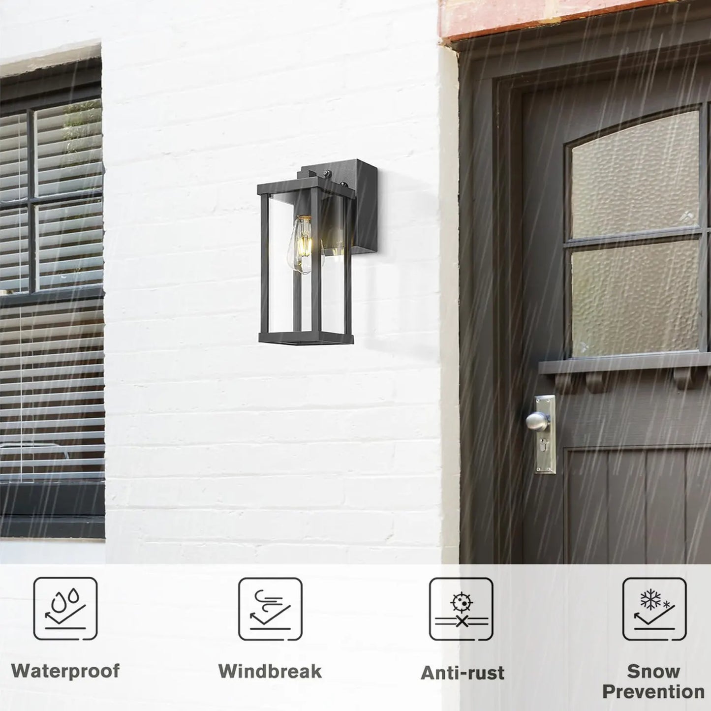 Porch Light With GFCI Outlet Dusk To Dawn Outdoor Wall Mount LED Fixture