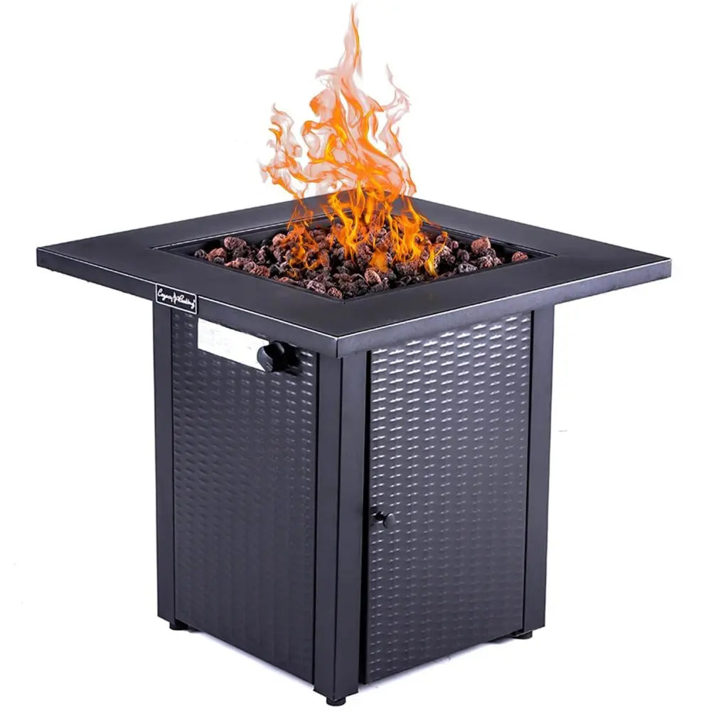 28in Outdoor Propane Fire Pit Table 50000 BTU Lava Stone Lid
