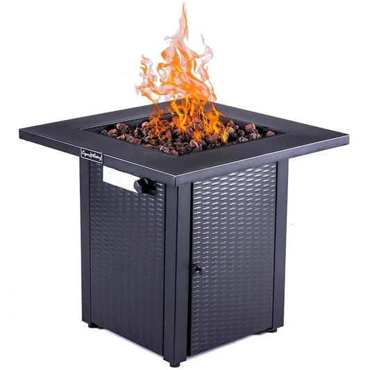 28in Outdoor Propane Fire Pit Table 50000 BTU Lava Stone Lid