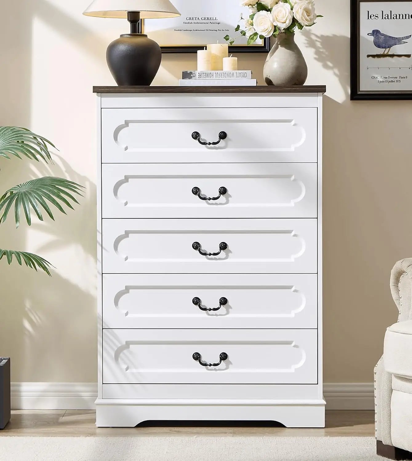Farmhouse Cherry Wood Chest of Drawers for Bedroom Rustic Wide