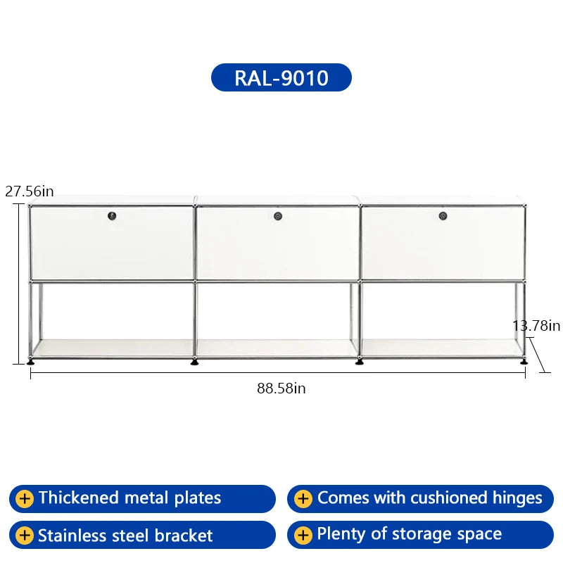 Modern Stainless Steel TV Stand With Storage Cabinets For Living Room Corner