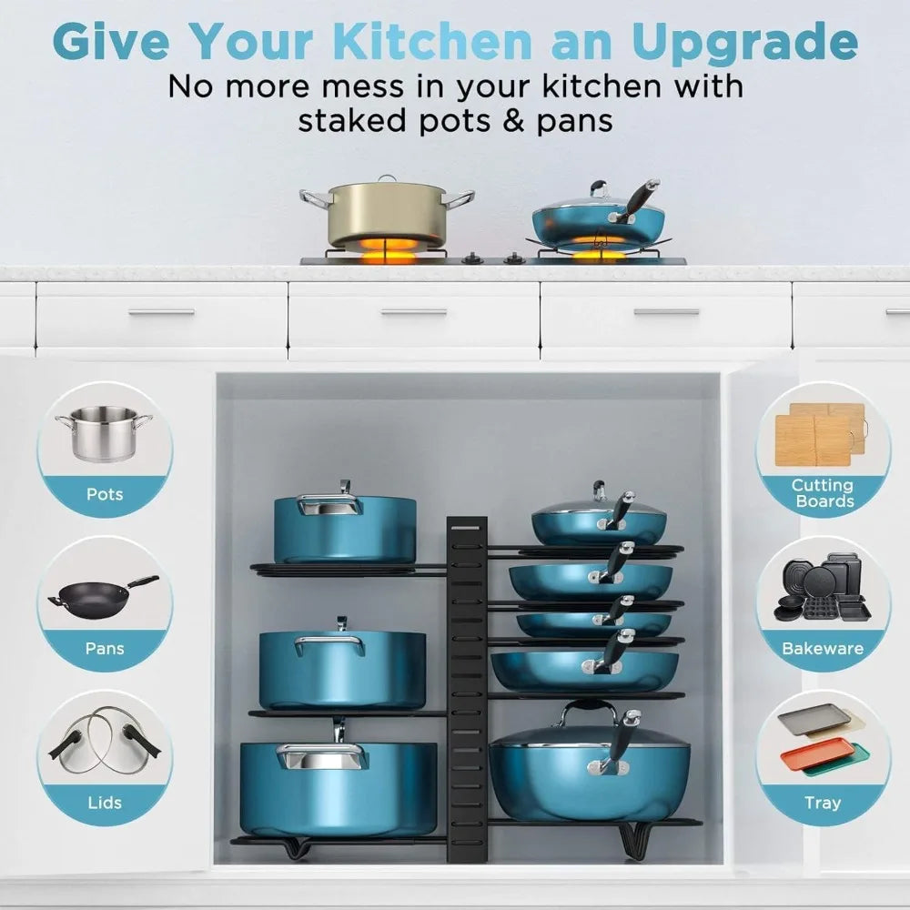Pots And Pans Organizer For Cabinet 8 Tier Adjustable Pan Rack DIY