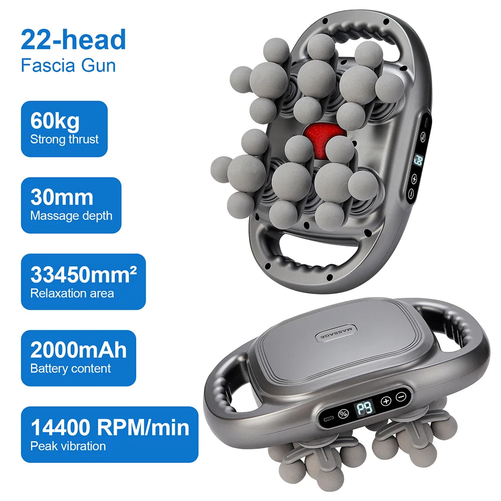 16 Head Fascia Gun High Frequency Vibration Massage For Back Neck Shoulders