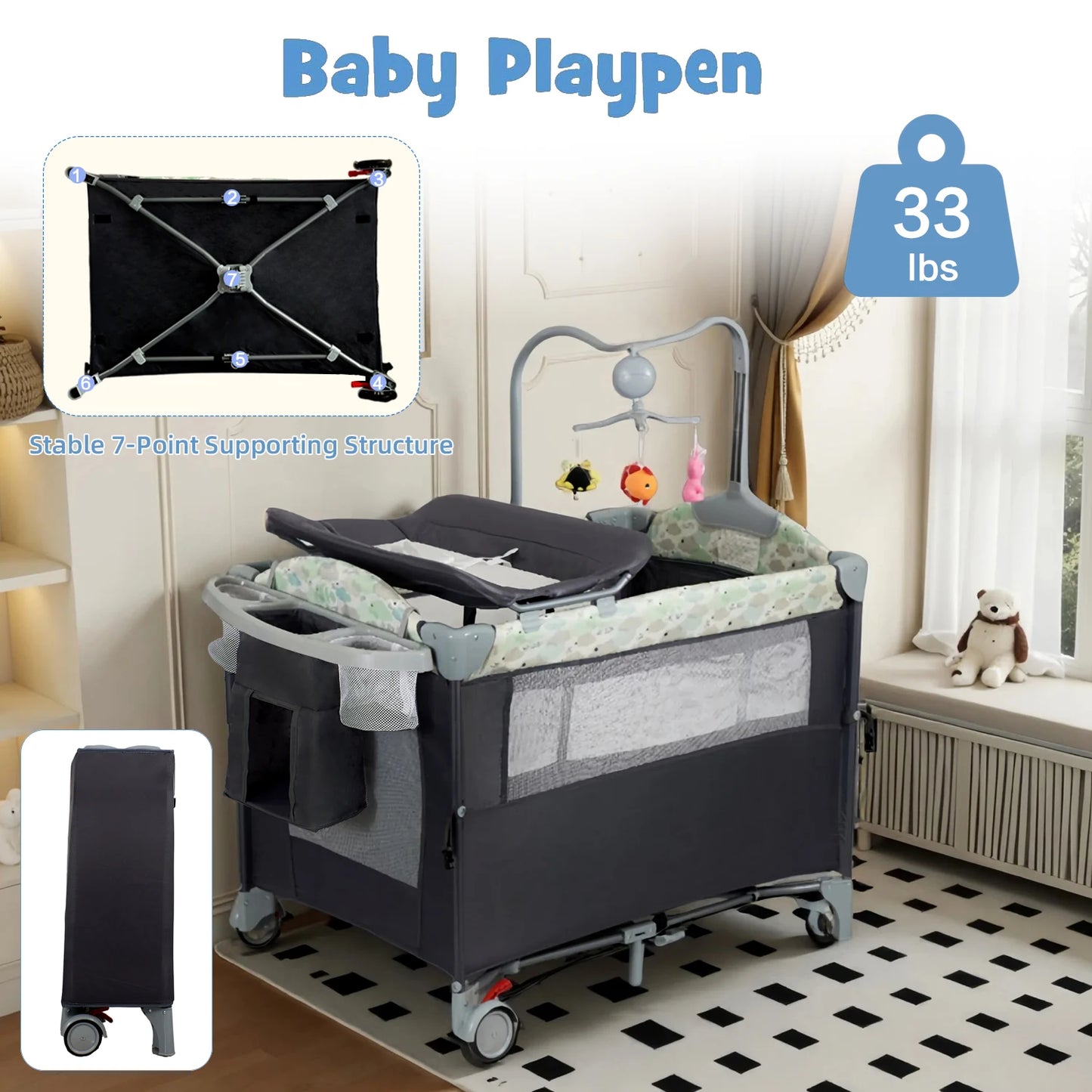 Pack N Play Portable Playard With Bassinet And Changing Table Newborn To Toddler
