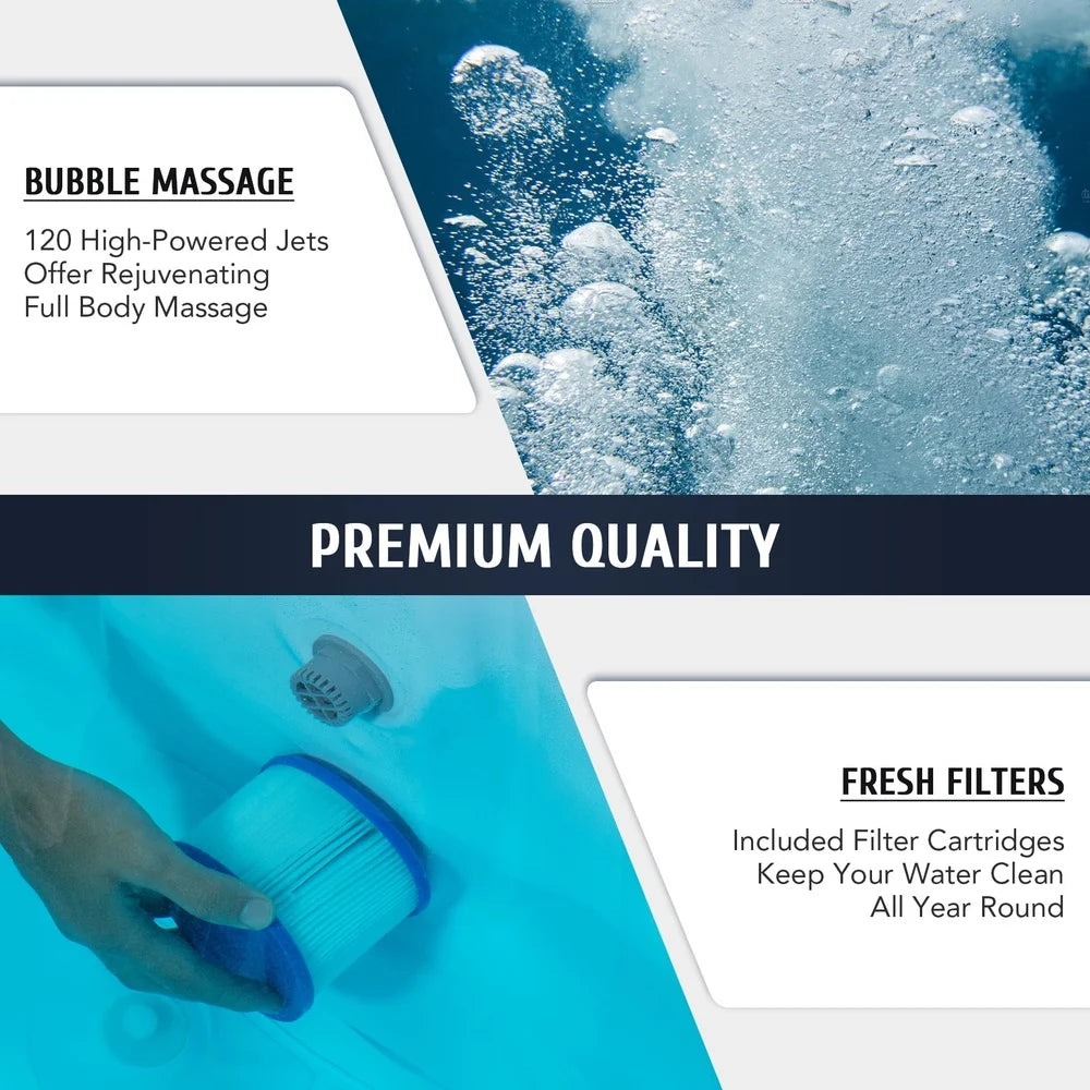 Inflatable Round Spa Hot Tub For 6 Adults With 130 Jets