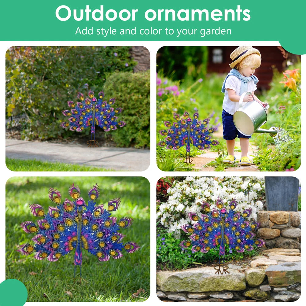 Garden Peacock Iron Statue Outdoor Indoor Yard Decor Waterproof Gifts