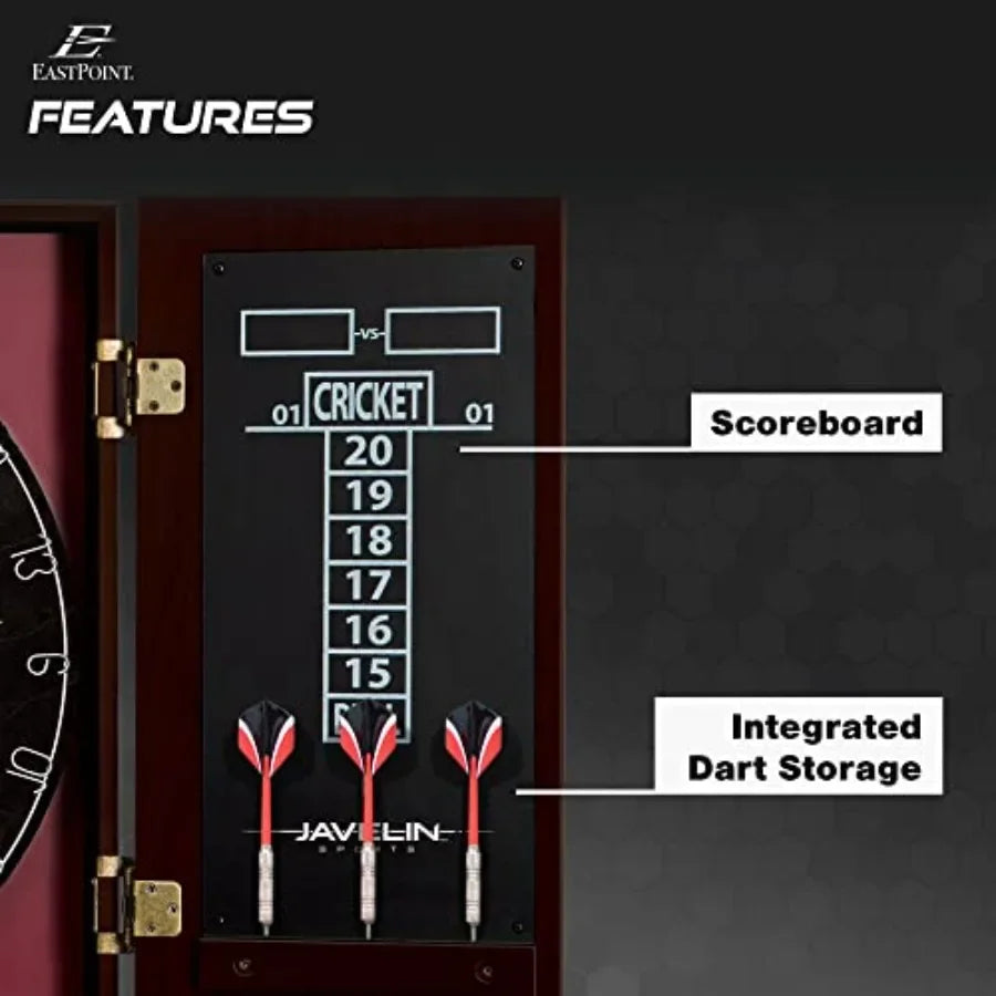 Official Size Dart Board Cabinet Set With Easy Assembly Deluxe Darts Included