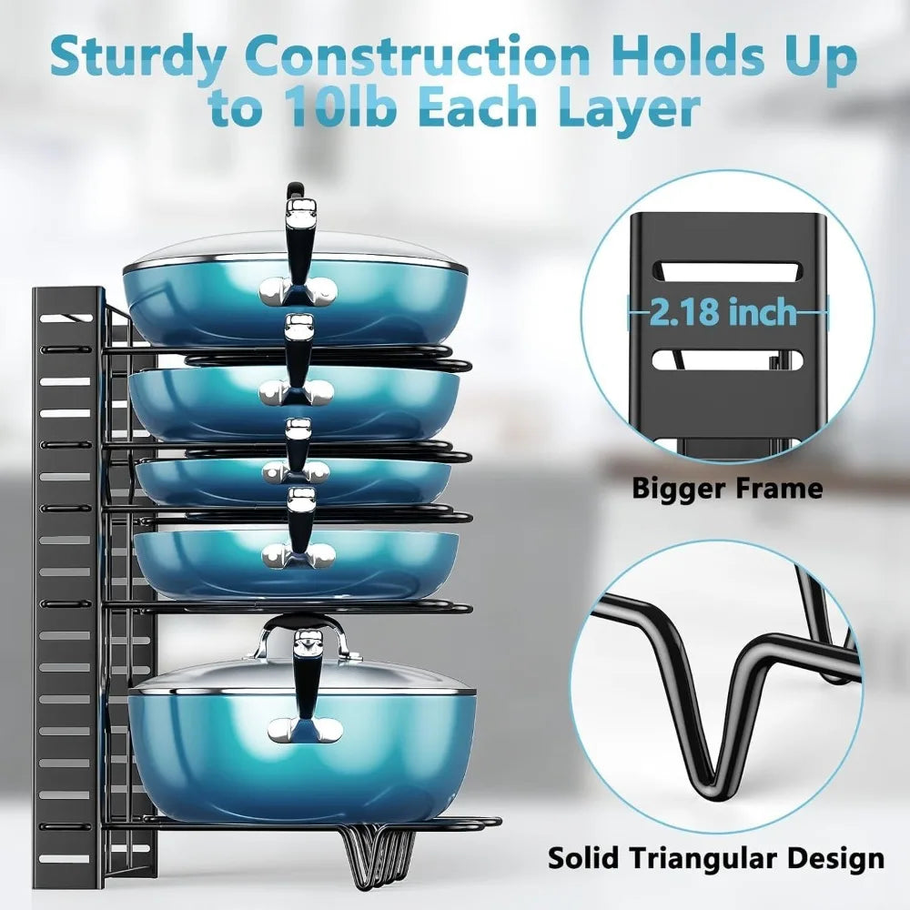 Pots And Pans Organizer For Cabinet 8 Tier Adjustable Pan Rack DIY