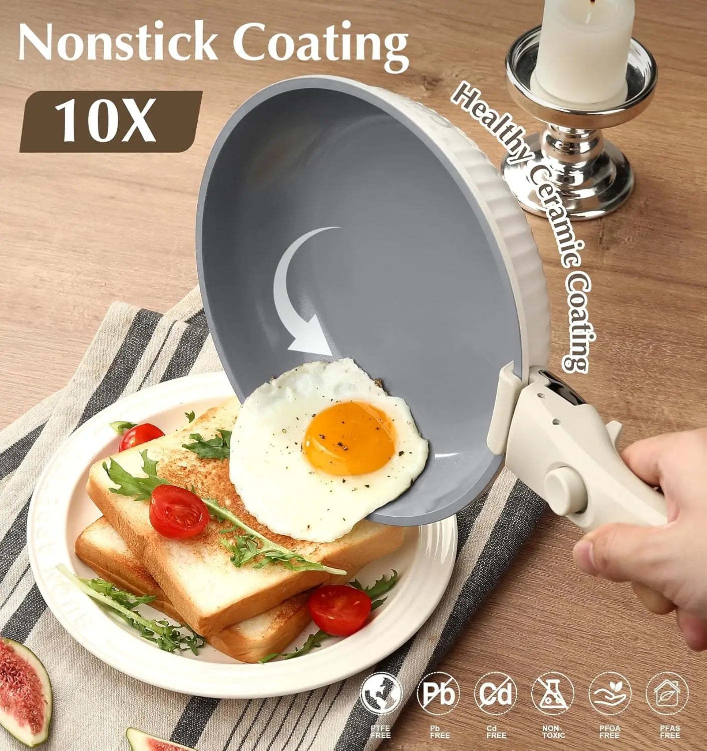 KOCH SYSTEME CS 17pcs Pots and Pans Set, Nonstick Ceramic Cookware Set Detachable Handle, Induction Pot and Pan Set