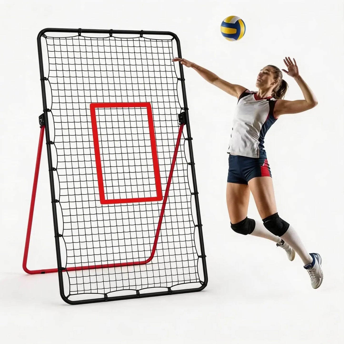 7x4ft Volleyball Rebounder Net Adjustable Angle For Solo Training Practice
