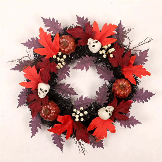Spooky Halloween Wreath Festive Indoor Decorative Garland for Front Door Halloween Party Favor and Holiday Decoration
