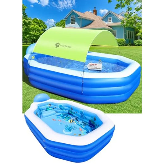 Large Inflatable Swimming Pool For Adults With Canopy And Backrest And Seats