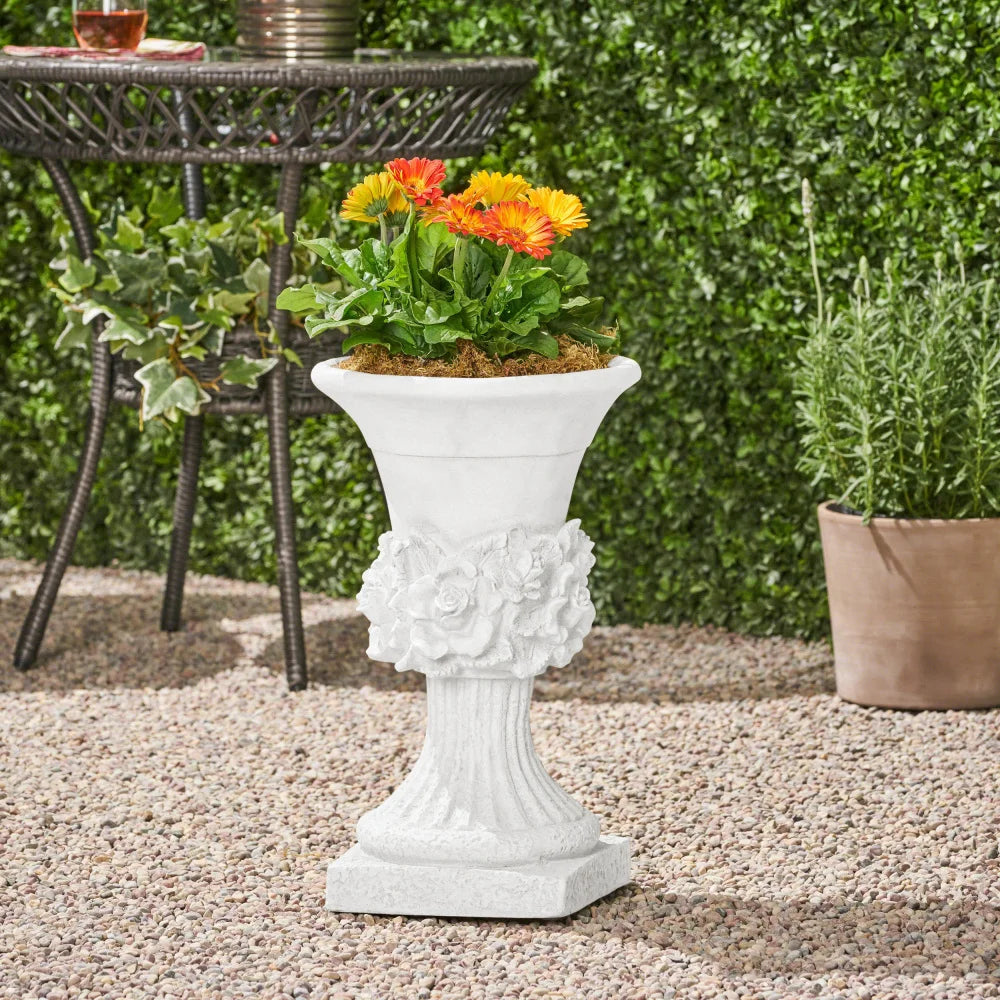 Antique White Garden Urn Planter for Elevated Display