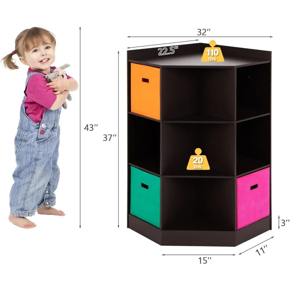 Kids Toy Storage Organizer Nine Cubby Bins Display Shelf