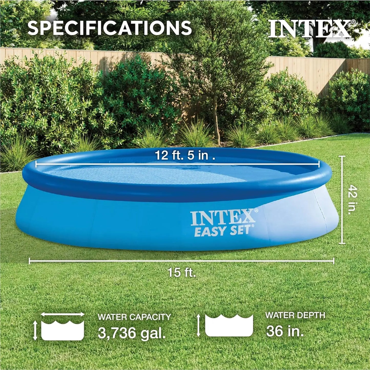 15Ft By 42In Inflatable Pool Set With Filter Pump Ladder Cover And Ground Cloth