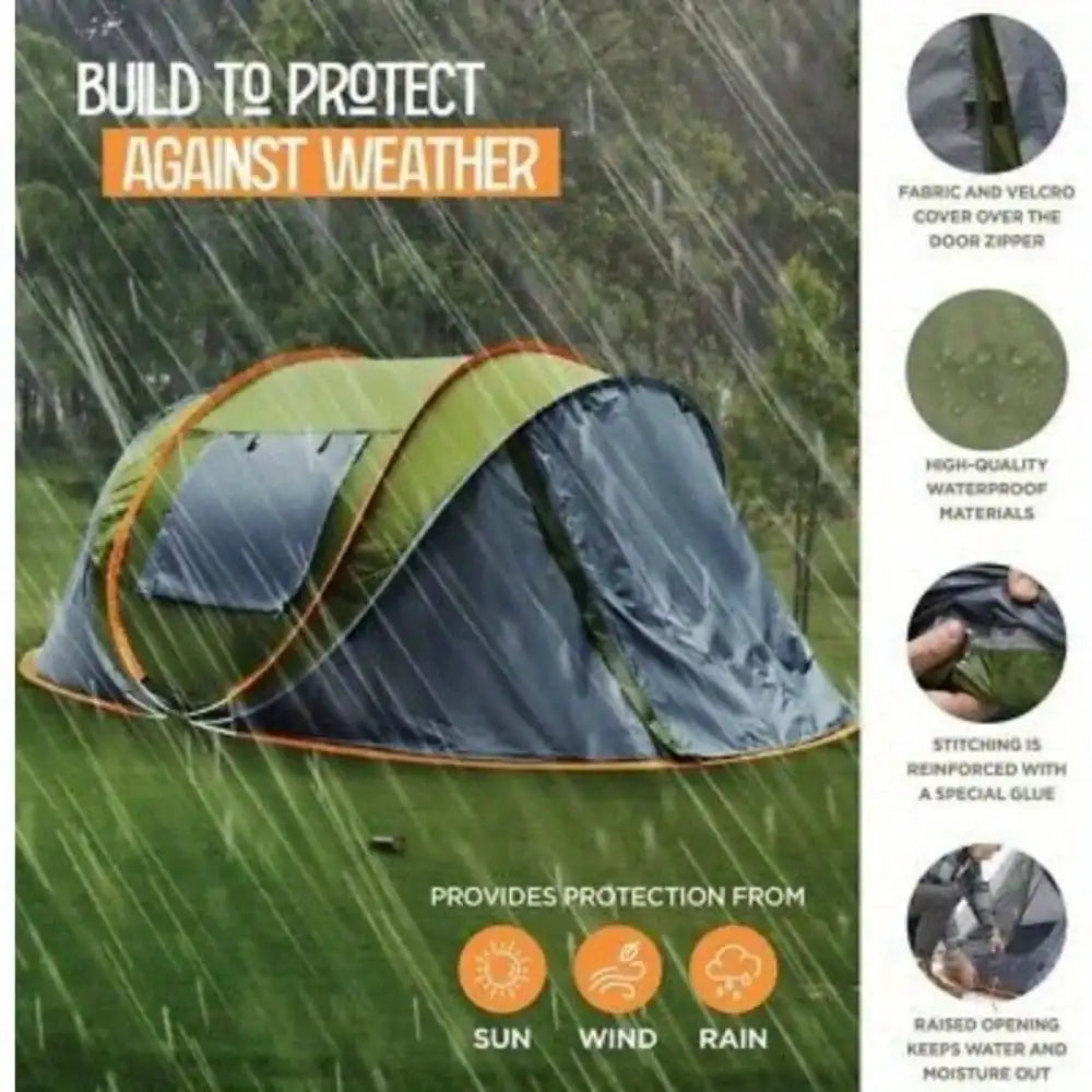 Camping Tent For Two With Two Doors Easy Pop Up Aluminum Poles UPF50 Waterproof
