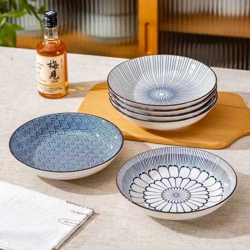 Japanese Ceramic Tableware Set 4 Piece Round Snack Plates For Home Dining