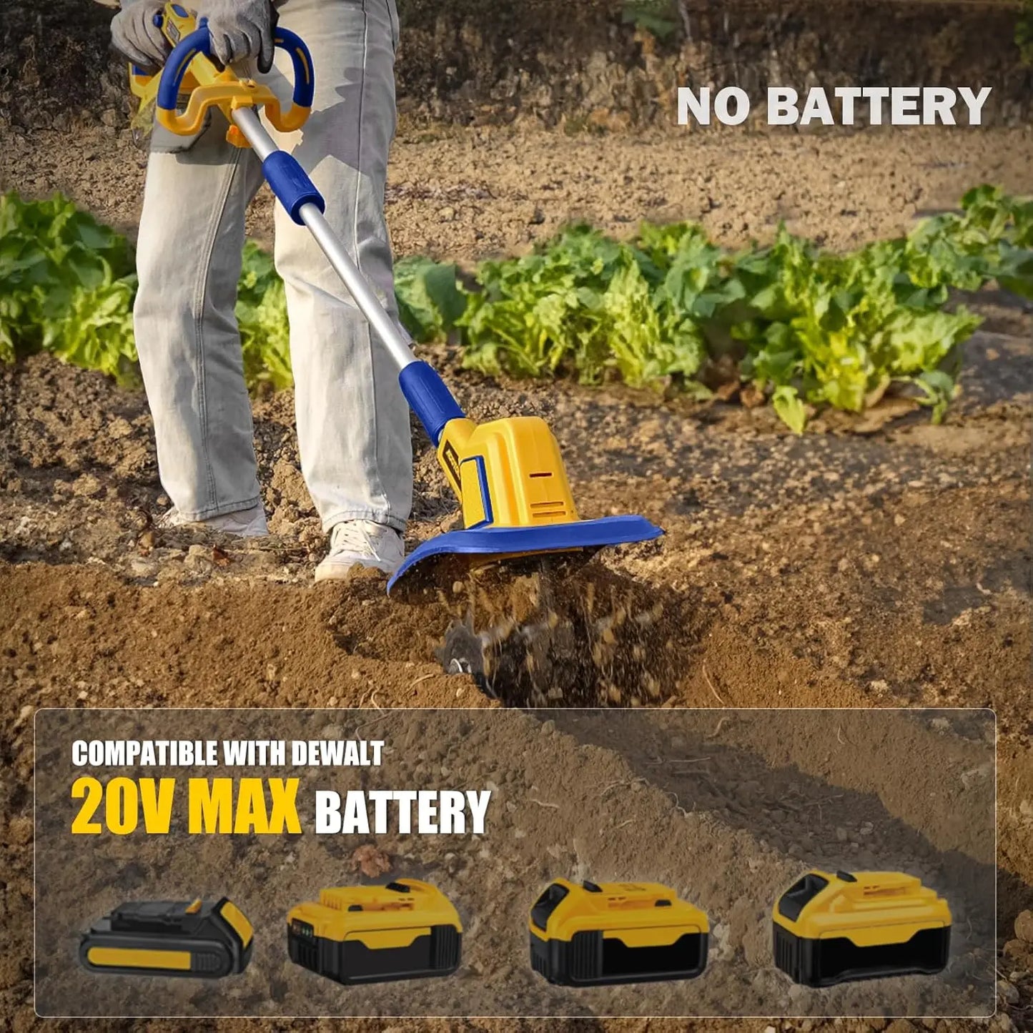 Cordless Garden Cultivator With 360 RPM 9 Inch Wide 7 Inch Deep Battery Powered