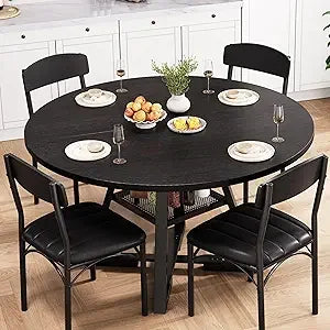 Round Dining Table Set For 4 Pedestal Circle Table Chairs