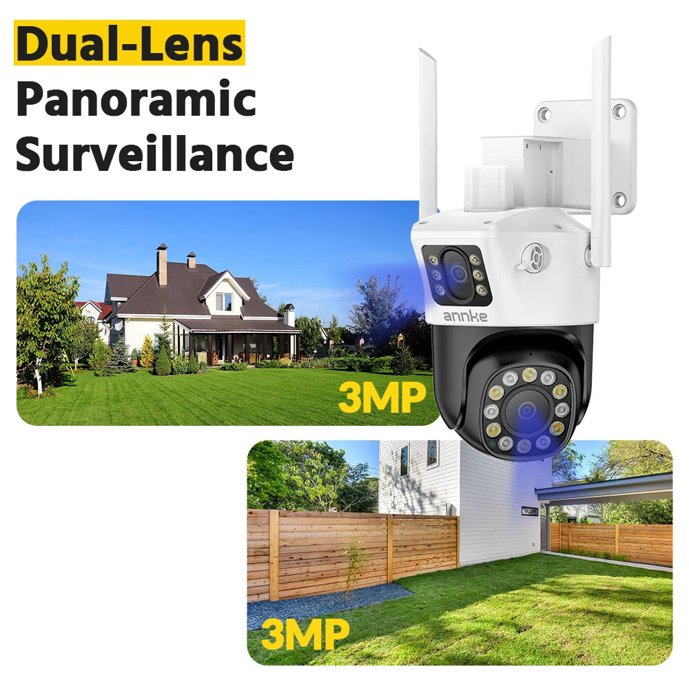 ANNKE 6MP Dual Lens Outdoor Wireless WiFi PT Camera Red Blue Siren Two Way Audio