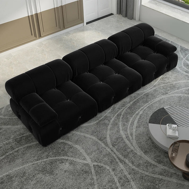 104 Inch Minimalist Modular Sectional Sofa Velvet Convertible 3 Seat Set Sdorens
