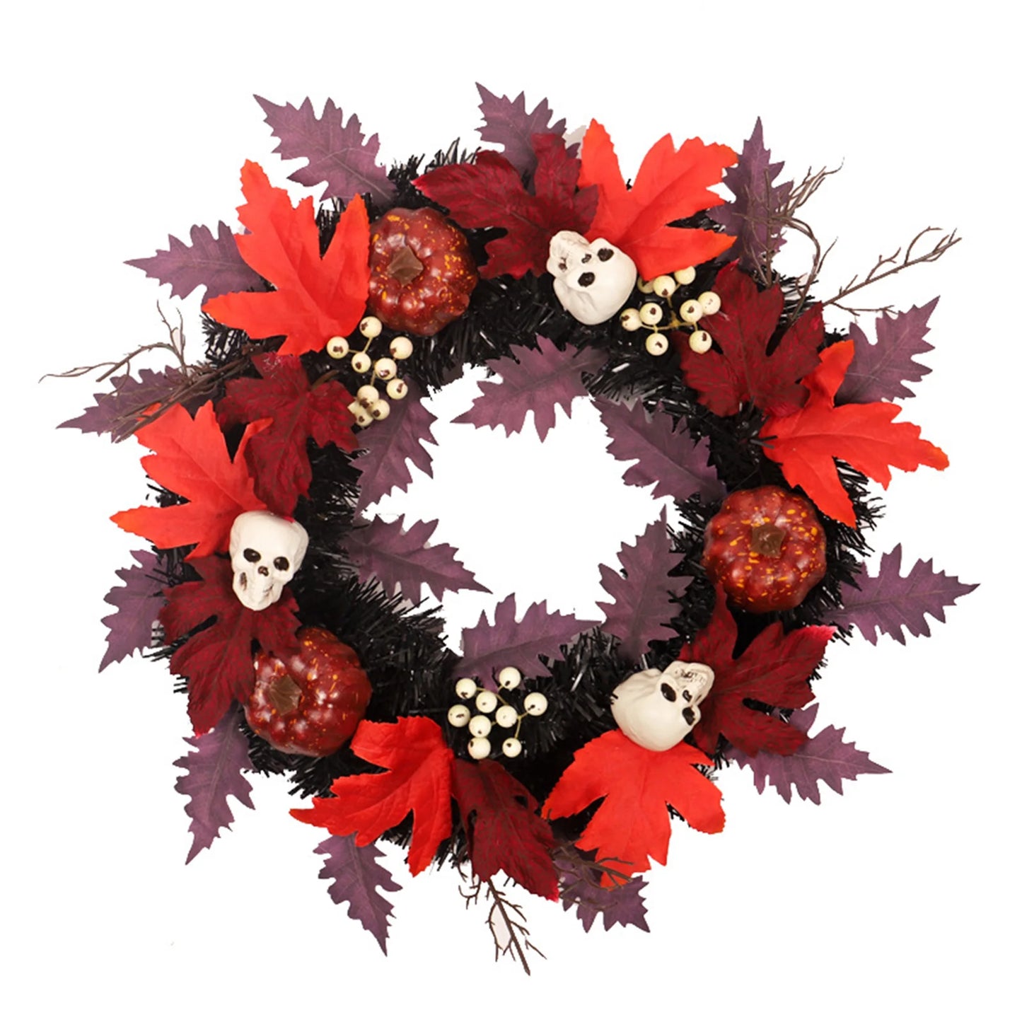Spooky Halloween Wreath Festive Indoor Decorative Garland for Front Door Halloween Party Favor and Holiday Decoration