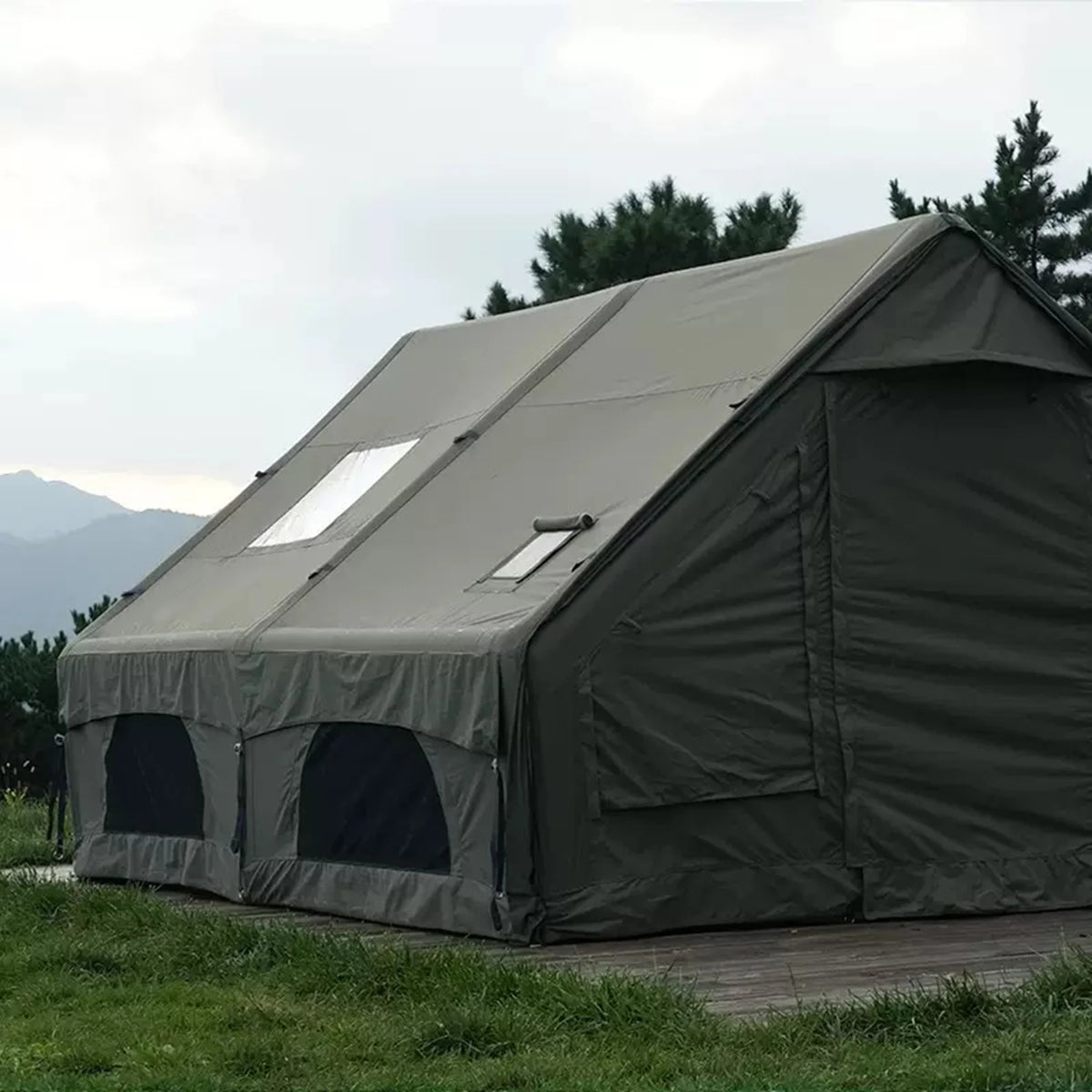 PAKICETUS Luxury Inflatable Camping Tent with Skylight Quick Setup Blow Up Tent with Air Pump 4-6 Persons Large Family Portable Outdoor Tent for Camping Hiking Backyard