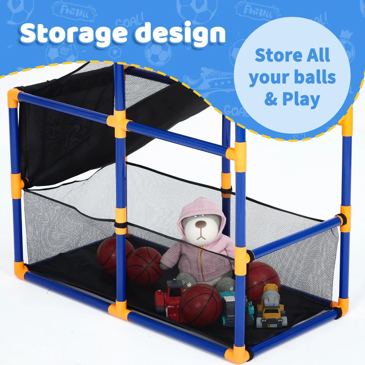Kids Basketball Set Adjustable Indoor Outdoor Hoop With Ball Return Ramp