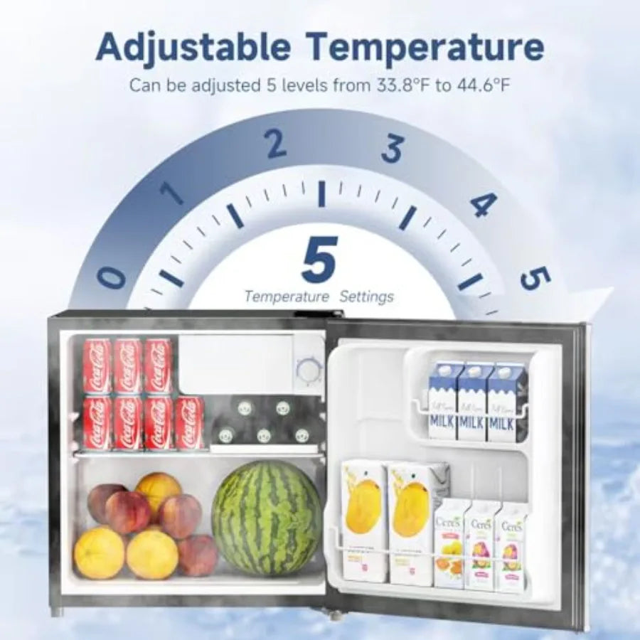 Mini Fridge 1.6 Cu Ft Freezer White Energy Saving Low Noise Compact Refrigerator