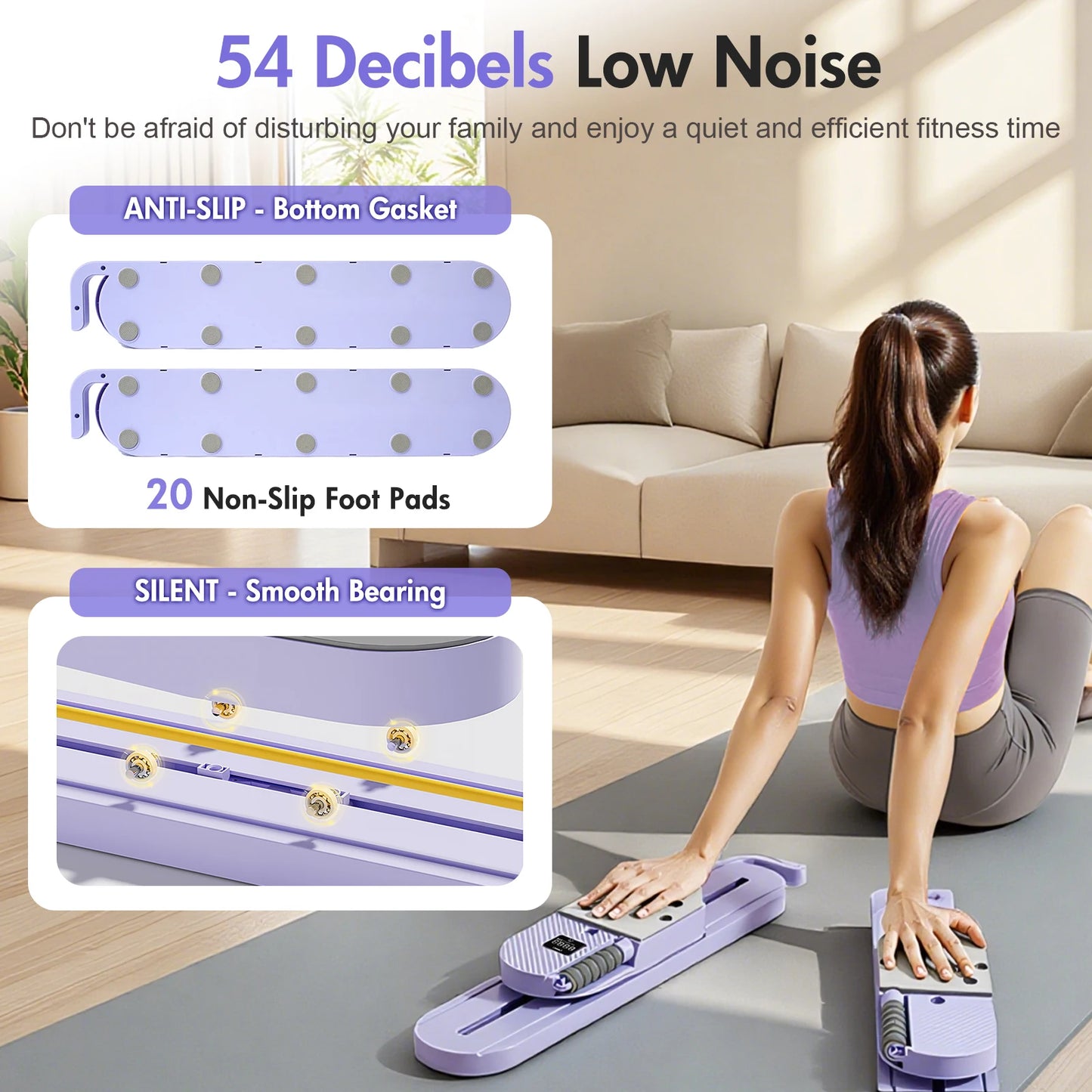 Abdominal Pilates Board With Detachable Resistance Bands LCD Display